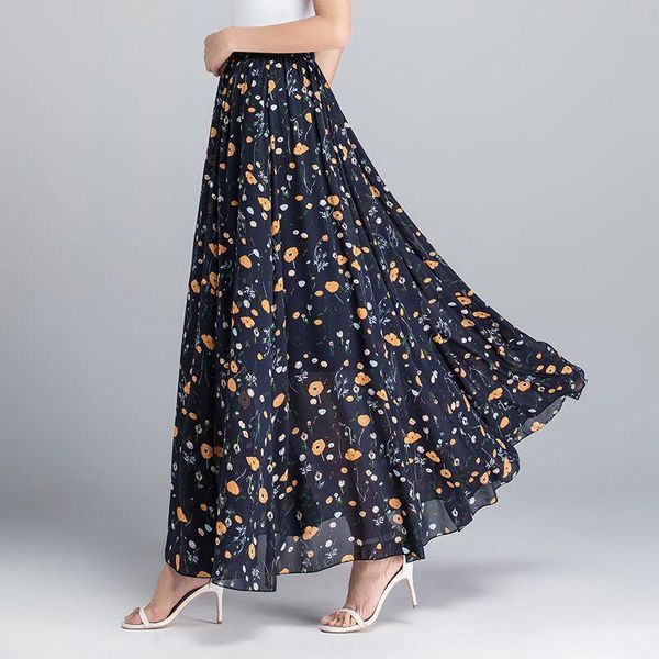high waist summer autumn elastic women skirts midi full long print a line mother dance polyester swing chiffon, Black
high waist summer autumn elastic women skirts midi full long print a line mother dance polyester swing chiffon, Black