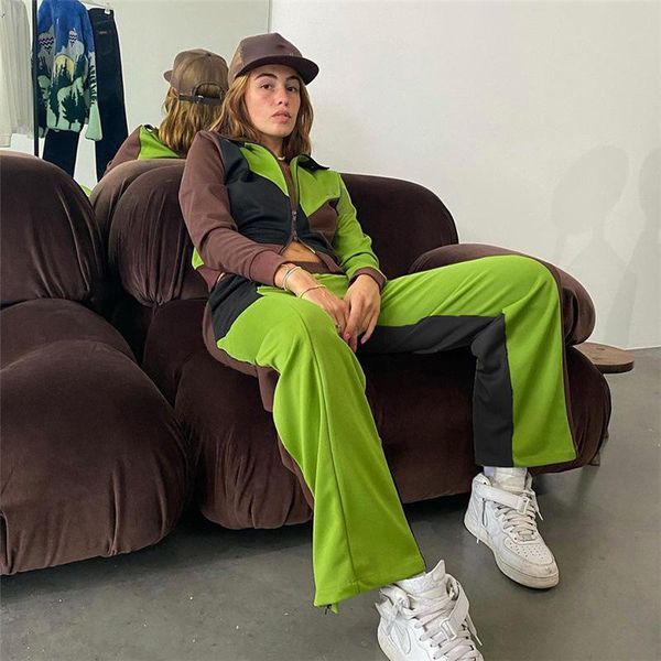 women's two piece pants fall clothes fashion set stitching zipper cardigan +pants sets tracksuit women vacation streetwear wholesal, White
women's two piece pants fall clothes fashion set stitching zipper cardigan +pants sets tracksuit women vacation streetwear wholesal, White