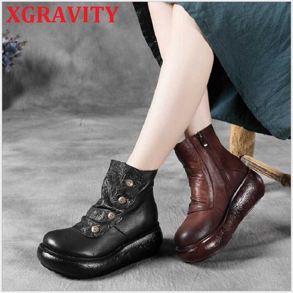 xgravity thich sole platform pumps high heel wedge platform boots new cow leather women boots flower lady short footwear s110 210429, Black
xgravity thich sole platform pumps high heel wedge platform boots new cow leather women boots flower lady short footwear s110 210429, Black