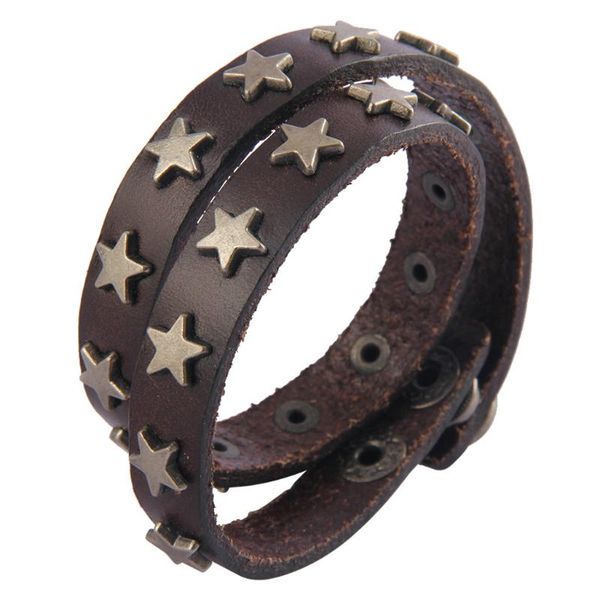 vintage cowhide bracelet cuff rope bangles & multi-layer star punk style bangle, Black
vintage cowhide bracelet cuff rope bangles & multi-layer star punk style bangle, Black