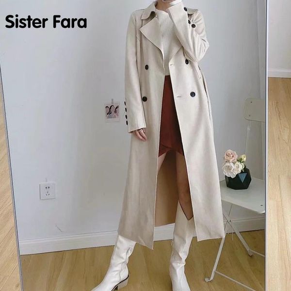 women's trench coats sister fara spring autumn v neck long knee length windbreaker fashion double breasted ol office lady coat overcoat, Tan;black
women's trench coats sister fara spring autumn v neck long knee length windbreaker fashion double breasted ol office lady coat overcoat, Tan;black
