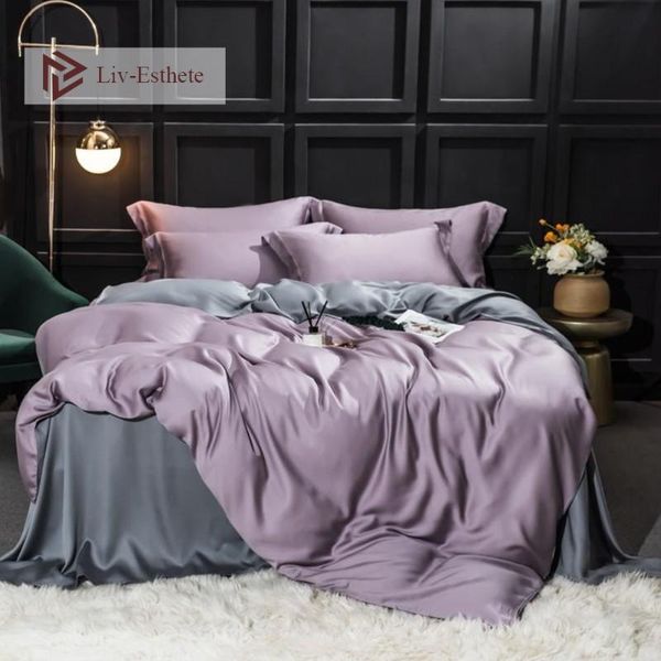 bedding sets liv-esthete luxury 100% silk purple gray set nature silky duvet cover king flat sheet pillowcase home textile
bedding sets liv-esthete luxury 100% silk purple gray set nature silky duvet cover king flat sheet pillowcase home textile