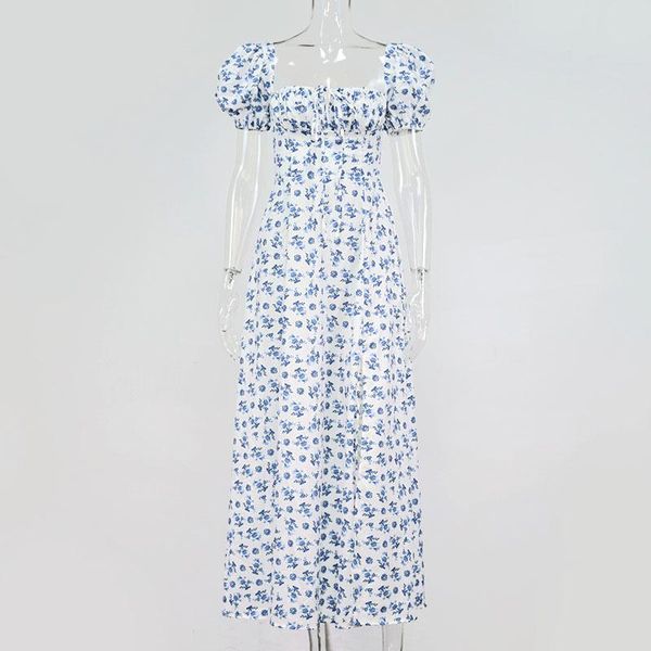 party dresses 2021 yissang floral print puff short sleeve women dress high split long elegant lace, White;black
party dresses 2021 yissang floral print puff short sleeve women dress high split long elegant lace, White;black