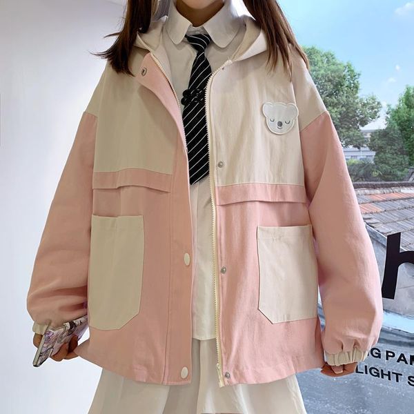 women's jackets lolibook women 2021 autumn sweet loose all match outer wear hooded tooling coat preppy style japanese soft student jac, Black;brown
women's jackets lolibook women 2021 autumn sweet loose all match outer wear hooded tooling coat preppy style japanese soft student jac, Black;brown