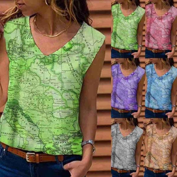 women's t-shirt summer women vest map printed loose casual female sleeveless personality v tees ladies tee g5a7, White
women's t-shirt summer women vest map printed loose casual female sleeveless personality v tees ladies tee g5a7, White