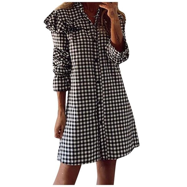 casual dresses women's fashion shirt collar button wooden ear houndstooth dress retro temperament plaid, Black;gray
casual dresses women's fashion shirt collar button wooden ear houndstooth dress retro temperament plaid, Black;gray