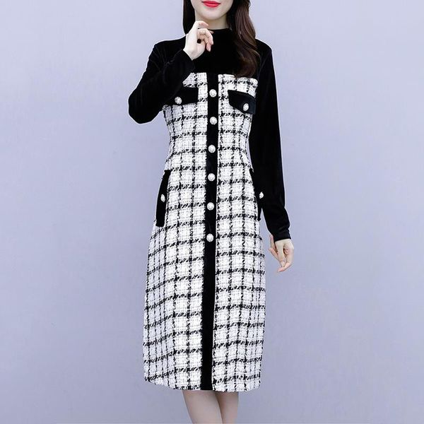 women's autumn woolen plaid dress ladies slim temperament mid-length long sleeve casual women fall hiver e325 dresses, Black;gray
women's autumn woolen plaid dress ladies slim temperament mid-length long sleeve casual women fall hiver e325 dresses, Black;gray