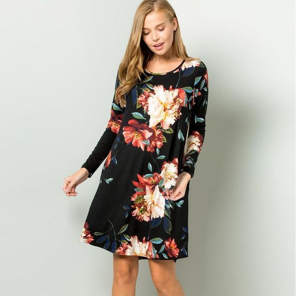 autumn girl dresses de festa women lady casual printed flower o neck full sleeve loose knee length 1, Black;gray
autumn girl dresses de festa women lady casual printed flower o neck full sleeve loose knee length 1, Black;gray