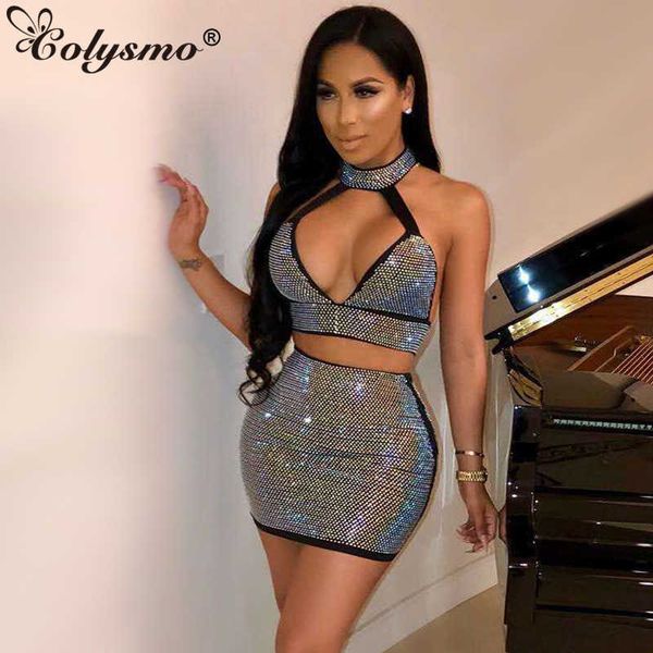 colysmo sparkly diamond two piece set 2 women halter dress club party dresses bodycon short matching outfits 210527, White
colysmo sparkly diamond two piece set 2 women halter dress club party dresses bodycon short matching outfits 210527, White