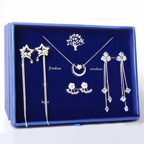 silver s925 silver ear nail star moon necklace earring set long tassel trinket for women, Black
silver s925 silver ear nail star moon necklace earring set long tassel trinket for women, Black