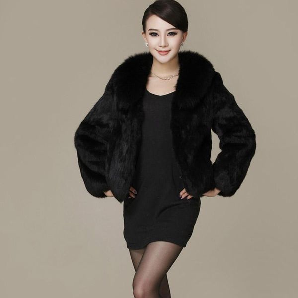 women's fur & faux ladies fashion natural coat rex overcoat genuine winter warm women, Black
women's fur & faux ladies fashion natural coat rex overcoat genuine winter warm women, Black