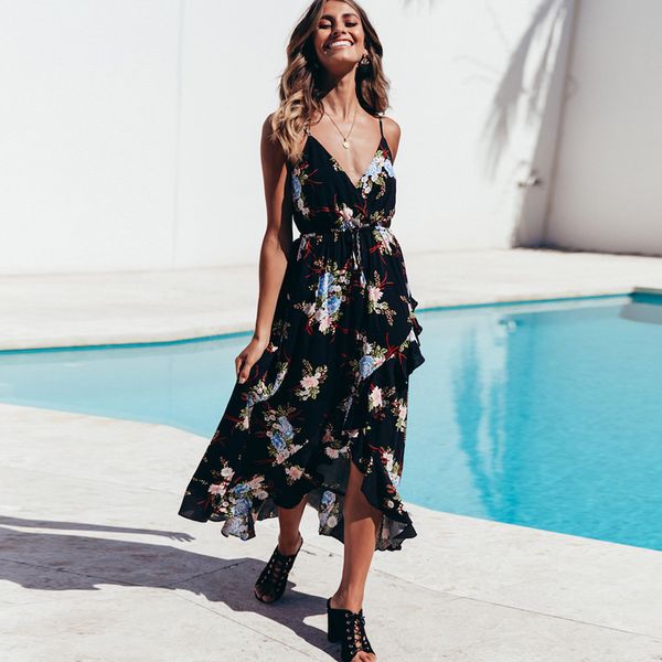 spaghetti straps v neck womens white dress print floral ruffled boho vestidos summer beach long black wrap dressesby air, Black;white
spaghetti straps v neck womens white dress print floral ruffled boho vestidos summer beach long black wrap dressesby air, Black;white