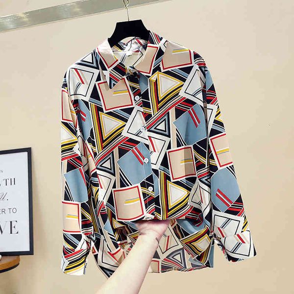 shirt contrast geometric lapel women long sleeve temperament chiffon shirts ladies, White
shirt contrast geometric lapel women long sleeve temperament chiffon shirts ladies, White