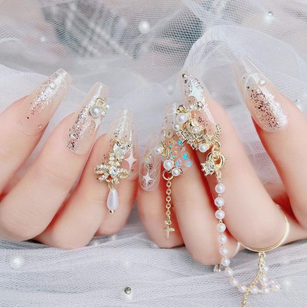 nail art decorations 1pcs inlaid love zircon rhinestones pearl alloy pendant ring tassel chain decoration jewelry accessories, Silver;gold
nail art decorations 1pcs inlaid love zircon rhinestones pearl alloy pendant ring tassel chain decoration jewelry accessories, Silver;gold