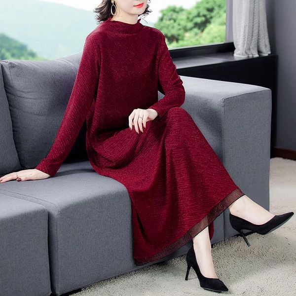 autumn and winter women's long dress high-end elegant red knitted large size casual dresses, Black;gray
autumn and winter women's long dress high-end elegant red knitted large size casual dresses, Black;gray