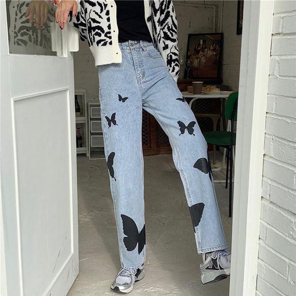 women's jeans wide leg high waist butterfly printing vintage baggy casual straight pants mom denim trouser plus size, Blue
women's jeans wide leg high waist butterfly printing vintage baggy casual straight pants mom denim trouser plus size, Blue
