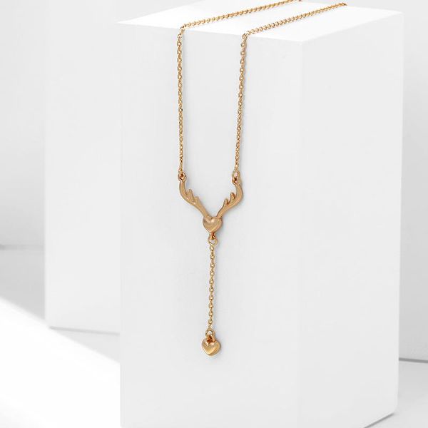 pendant necklaces korean style gold heart-shaped antlers cute copper alloy necklace, Silver
pendant necklaces korean style gold heart-shaped antlers cute copper alloy necklace, Silver