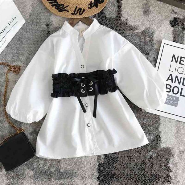 fashion spring girls princess shirt-dress white children kids clothes shirts blouse belt s11935, White;black
fashion spring girls princess shirt-dress white children kids clothes shirts blouse belt s11935, White;black