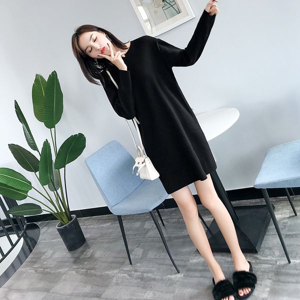 dress autumn winter straight sweater women round neck long sleeve back single breasted knit mini female, Black;gray
dress autumn winter straight sweater women round neck long sleeve back single breasted knit mini female, Black;gray