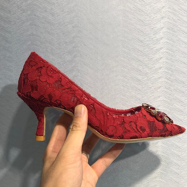 women vintage lace stitching leather high-heel pointed embroidery high-heeled rhinestone women's shoes dress, Black
women vintage lace stitching leather high-heel pointed embroidery high-heeled rhinestone women's shoes dress, Black