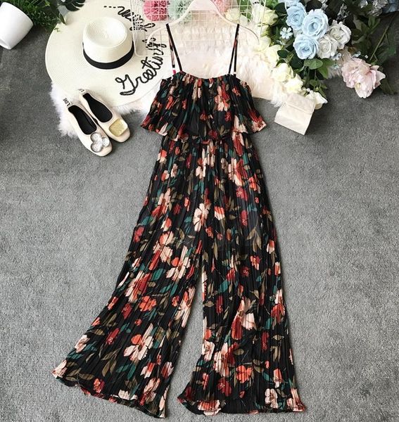 women's jumpsuits & rompers summer 2021 bohemia printed floral ruffled sling design ladies holiday casual outfit, Black;white
women's jumpsuits & rompers summer 2021 bohemia printed floral ruffled sling design ladies holiday casual outfit, Black;white