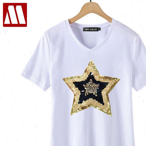 womens plus size fashion glitter pentacle star sequins short sleeve t shirt for women summer loose casual shiny tee, White
womens plus size fashion glitter pentacle star sequins short sleeve t shirt for women summer loose casual shiny tee, White