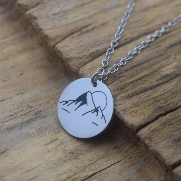 10pcs stainless steel sunrise in the mountains necklace minimalist jewelry pendant necklaces, Silver
10pcs stainless steel sunrise in the mountains necklace minimalist jewelry pendant necklaces, Silver