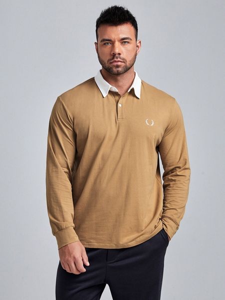 extended sizes men contrast collar graphic print polo shirt n5c3#, White;black
extended sizes men contrast collar graphic print polo shirt n5c3#, White;black