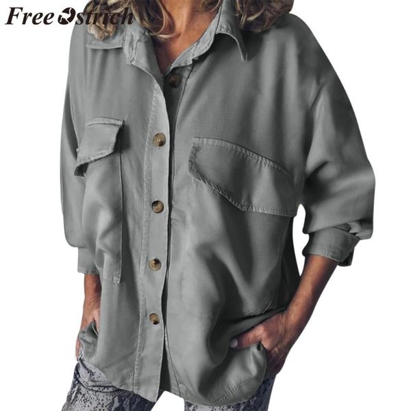 womens and blouses solid color pocket turn-down collar loose elegant autumn winter woman 2021 women's & shirts, White
womens and blouses solid color pocket turn-down collar loose elegant autumn winter woman 2021 women's & shirts, White
