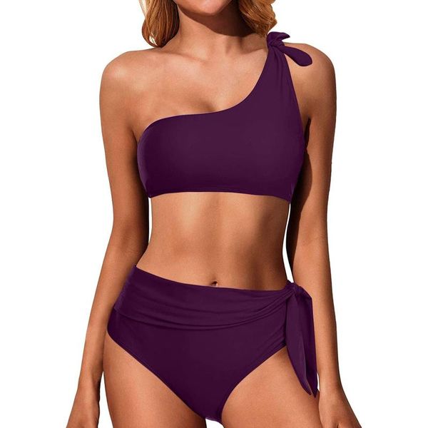 women's swimwear bikini solid color print one-shoulder strap split swimsuit set push up low waist bathing suits beach wear#g30, White;black
women's swimwear bikini solid color print one-shoulder strap split swimsuit set push up low waist bathing suits beach wear#g30, White;black