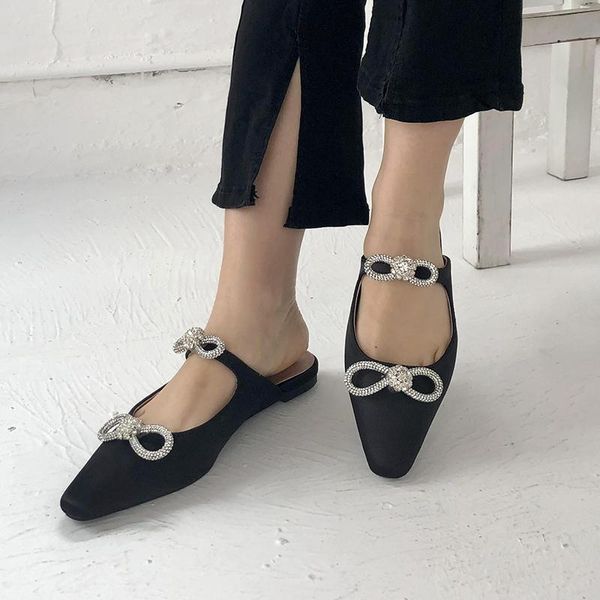 women's bag head slippers basic 2021 summer silk shiny rhinestones pointed toe flats pearl fashion party women shoes, Black
women's bag head slippers basic 2021 summer silk shiny rhinestones pointed toe flats pearl fashion party women shoes, Black