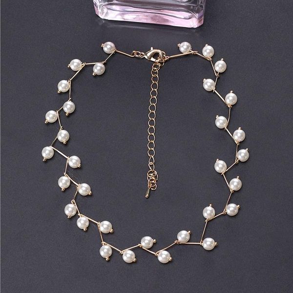 chains pearl clavicle chain female neck belt contracted short necklace korean version ornaments dating style, Silver 
chains pearl clavicle chain female neck belt contracted short necklace korean version ornaments dating style, Silver