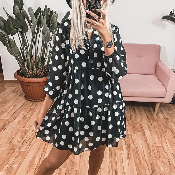 casual dresses chiffon polka dot black shirt dress women 2021 autumn v neck long sleeve loose style short lady print boho vestidos, Black;gray
casual dresses chiffon polka dot black shirt dress women 2021 autumn v neck long sleeve loose style short lady print boho vestidos, Black;gray