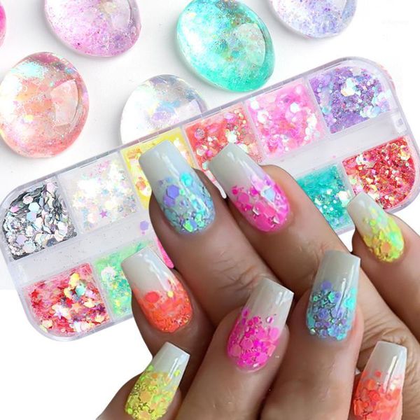 12grid irregular aurora flakes nail glitter sequins holographic hexagonal scales star chrome powder pigment decoration nlhx1, Silver;gold
12grid irregular aurora flakes nail glitter sequins holographic hexagonal scales star chrome powder pigment decoration nlhx1, Silver;gold