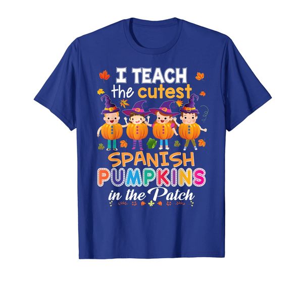 i teach the cutest spanish pumpkins in patch t-shirt teacher, White;black