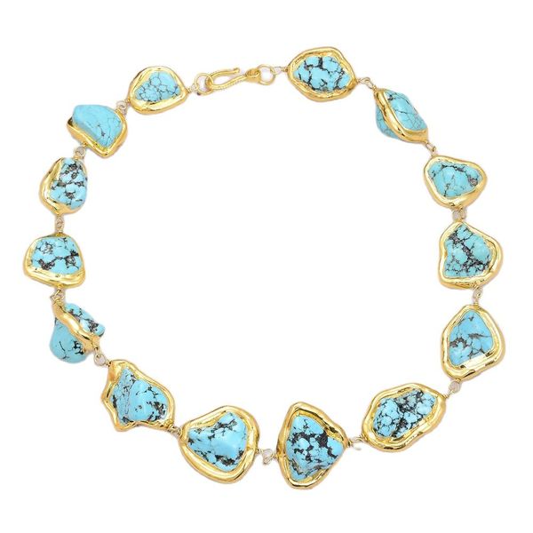 guaiguai jewelry orm blue howlite with gold color plated edge strand necklace choker necklace handmade for women real gems stone lady fashio, Silver
guaiguai jewelry orm blue howlite with gold color plated edge strand necklace choker necklace handmade for women real gems stone lady fashio, Silver