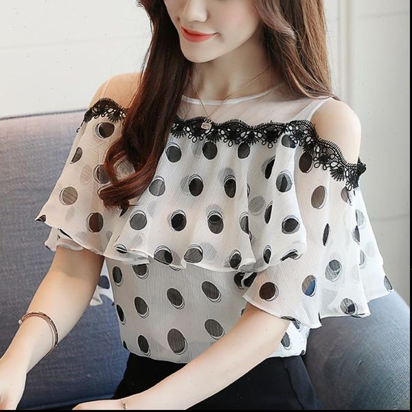 fashion and women shirts short sleeve summer dot print chiffon blusas femininas a823, White
fashion and women shirts short sleeve summer dot print chiffon blusas femininas a823, White