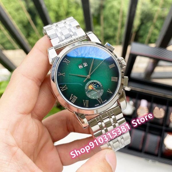wristwatches classic brand multi-function moon phase watches stainless steel automatic mechanical roman number watch glass clock 40mm, Slivery;brown
wristwatches classic brand multi-function moon phase watches stainless steel automatic mechanical roman number watch glass clock 40mm, Slivery;brown