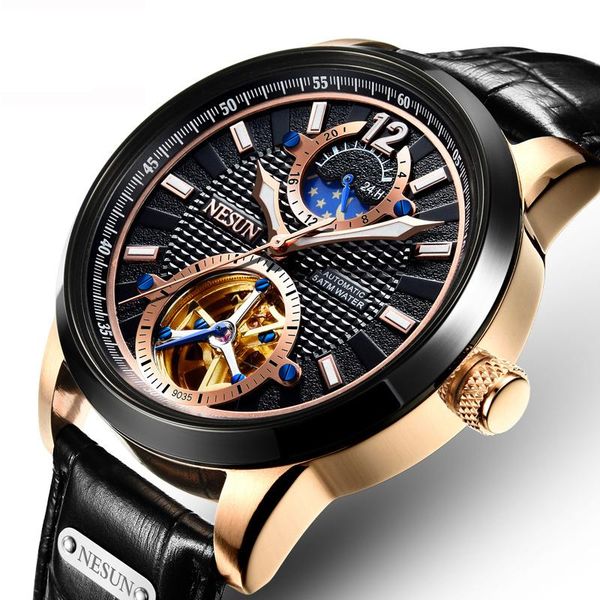 wristwatches nesun automatic mechanical men's watches multi-function sapphire skeleton flywheel luminous moon phase clocks n903, Slivery;brown
wristwatches nesun automatic mechanical men's watches multi-function sapphire skeleton flywheel luminous moon phase clocks n903, Slivery;brown