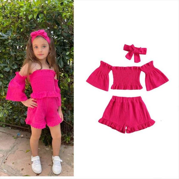 girls off shoulder pants and headband outfits summer child kids sleeve solid short casual clothing sets, White
girls off shoulder pants and headband outfits summer child kids sleeve solid short casual clothing sets, White