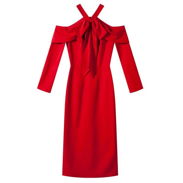 casual dresses red pencil dress women's fashion tie bow halter neck cold shoulder long sleeve midi bodycon vestido tight, Black;gray
casual dresses red pencil dress women's fashion tie bow halter neck cold shoulder long sleeve midi bodycon vestido tight, Black;gray