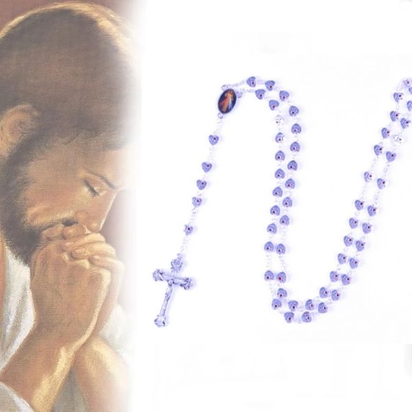 heart alloy bead rosary cross pendant jesus classic catholic prayer necklace fashion gift for girlfriend women, Silver
heart alloy bead rosary cross pendant jesus classic catholic prayer necklace fashion gift for girlfriend women, Silver