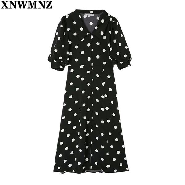 white dot print chiffon black midi dress retro turn down collar dresses short sleeve vestidos single-breasted robe 210520, Black;gray
white dot print chiffon black midi dress retro turn down collar dresses short sleeve vestidos single-breasted robe 210520, Black;gray