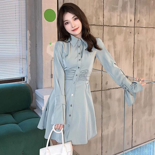 casual dresses french shirt dress autumn women long sleeve high waist slim single breasted office fall mini vestidos solid color, Black;gray
casual dresses french shirt dress autumn women long sleeve high waist slim single breasted office fall mini vestidos solid color, Black;gray