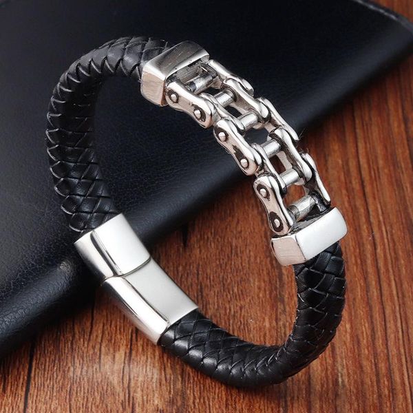 charm bracelets punk men's leather bracelet chain braided cord for boyfriend, Golden;silver
charm bracelets punk men's leather bracelet chain braided cord for boyfriend, Golden;silver