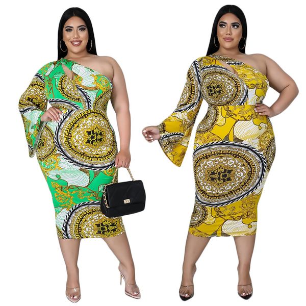 women's dresses fashion vintage palace print asymmetrical horn sleeve oblique bust slim large size calf skirt kb7060, Black;gray
women's dresses fashion vintage palace print asymmetrical horn sleeve oblique bust slim large size calf skirt kb7060, Black;gray