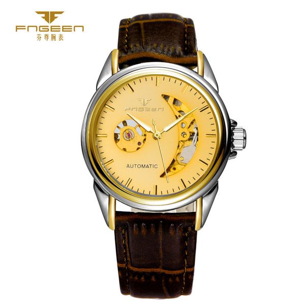leisure men's watch hollow out automatic mechanical belt exhibition watch, Slivery;brown
leisure men's watch hollow out automatic mechanical belt exhibition watch, Slivery;brown