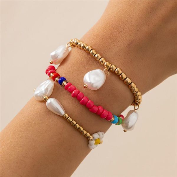 bohemian mixed color rice bead bracelet fashion ccb imitation pearl set link, chain, Black
bohemian mixed color rice bead bracelet fashion ccb imitation pearl set link, chain, Black
