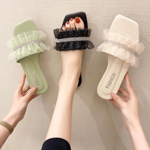 lace glitter slides flat shoes female ladies' slippers slipers women fashion transparent heel low jelly 2021 luxury beach soft, Black
lace glitter slides flat shoes female ladies' slippers slipers women fashion transparent heel low jelly 2021 luxury beach soft, Black