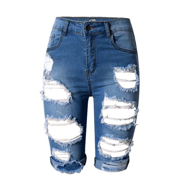 summer ripped multiple hole jeans capris women shorts high waist knee-length denim pants streetwear women's, Blue
summer ripped multiple hole jeans capris women shorts high waist knee-length denim pants streetwear women's, Blue